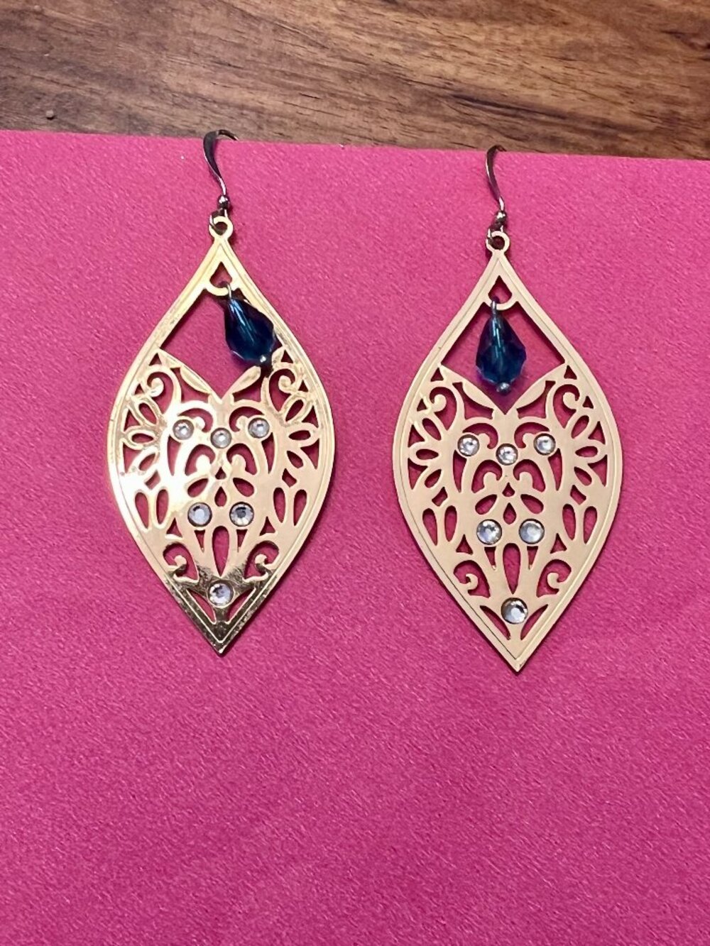 Brighton Dangle Gold Earrings w/ Turquoise Bead